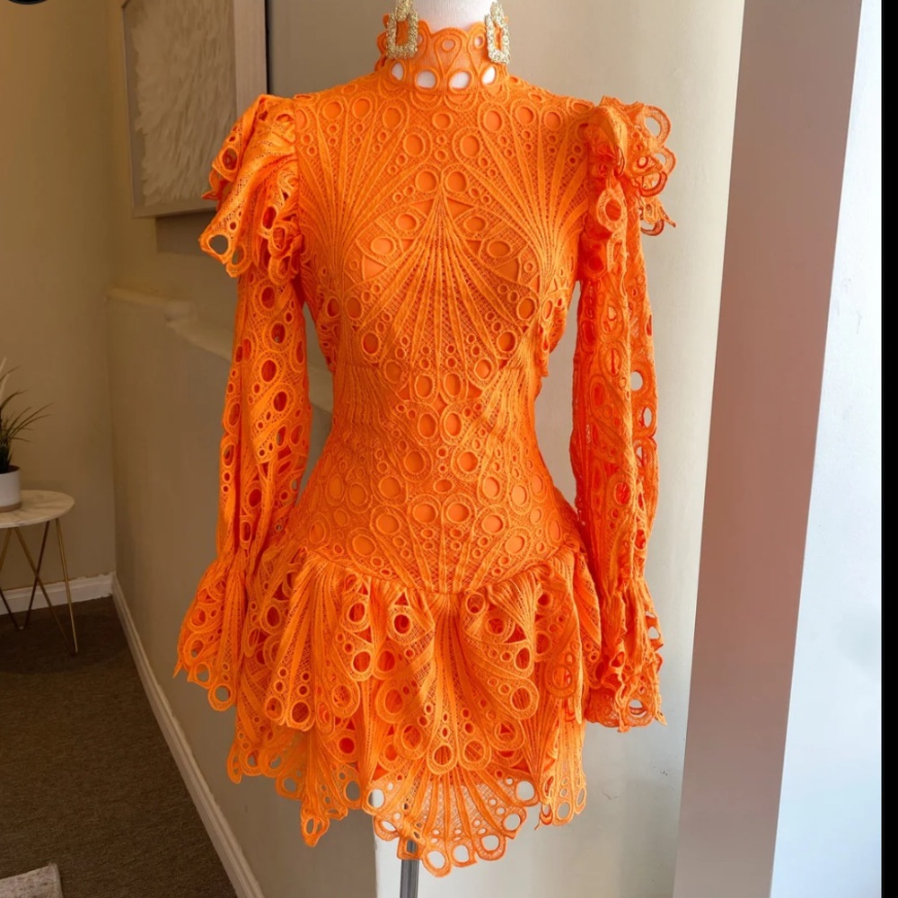 Crochet Lace With Bell Sleeve Dress